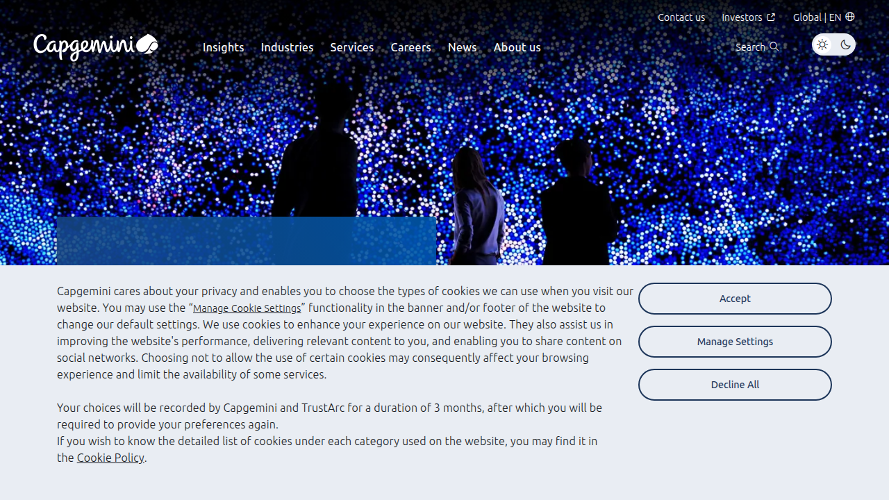 The homepage of Capgemini, a global leader in consulting and technology services, known for its industry trend reports and insights.