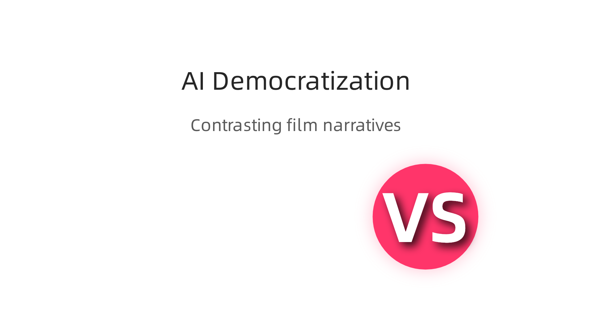 A comparison infographic highlighting contrasting narratives in film regarding the democratization of AI – whether it's accessible to all or exclusive to a powerful few.