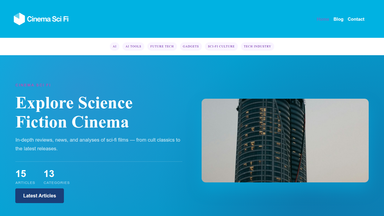 The Cinema SciFi blog, a resource for sci-fi fans exploring how AI tools are changing the genre.