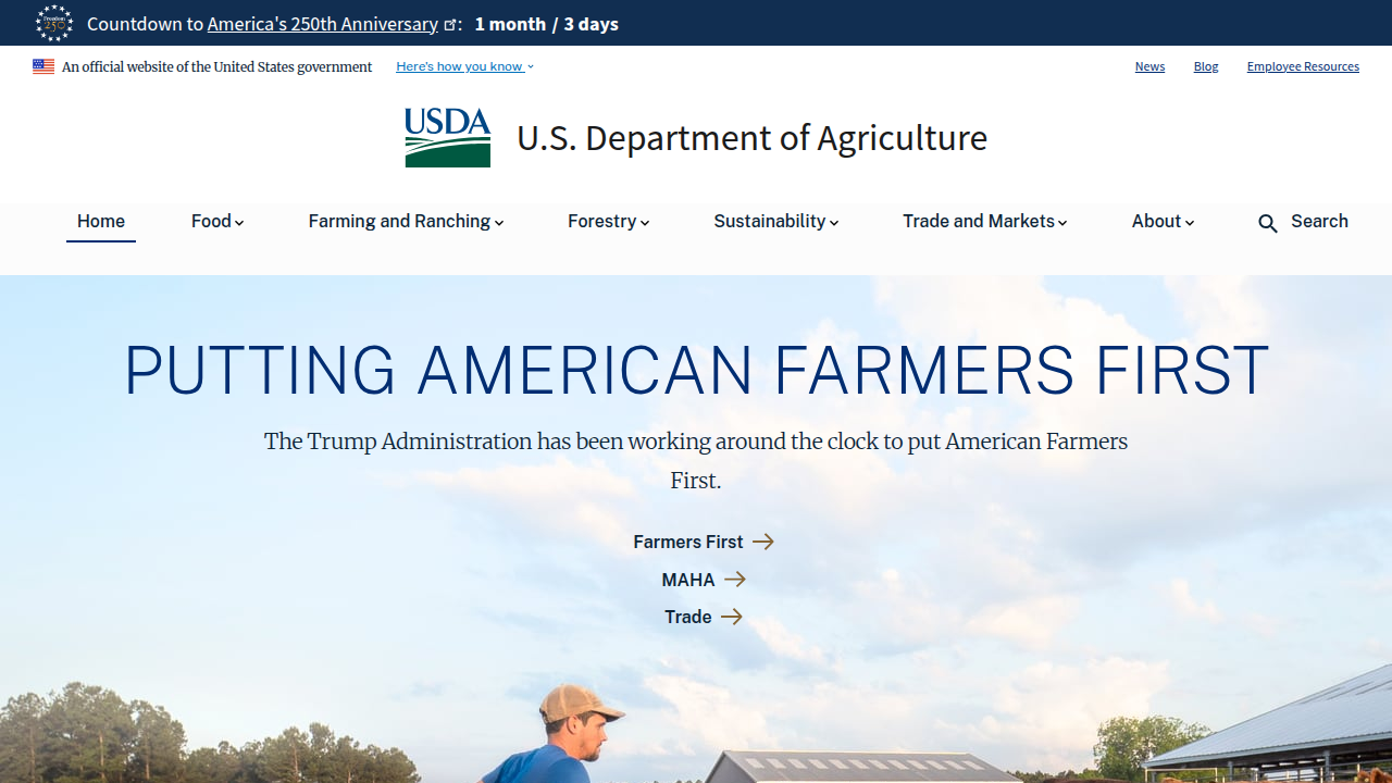 The official website of the USDA, a key resource for agricultural information and policies.