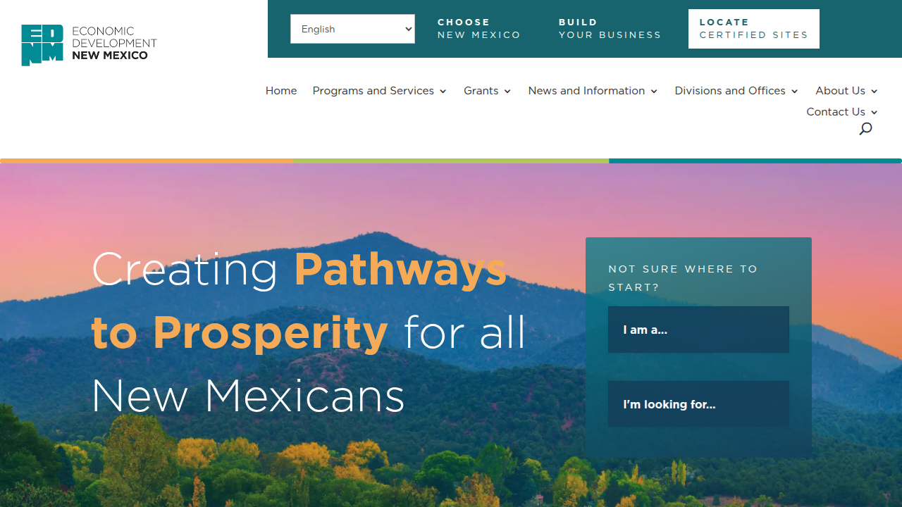 The official website of the New Mexico Economic Development Department, illustrating its commitment to regional growth and policy initiatives.