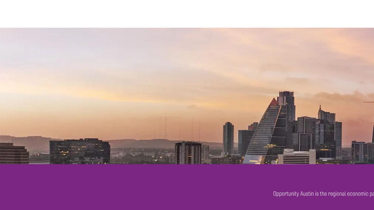 The Opportunity Austin website, showcasing its programs and incentive awards designed to attract and grow tech businesses in the city.