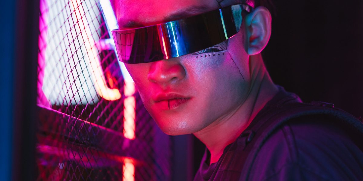 A person looking intently, representing a sci-fi fan's curiosity about emerging AI technologies.